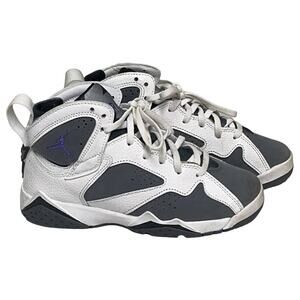 Big Boy Nike Air Jordan 7 Retro BG SZ 3.5Y White Gray Varsity Purple DJ2777-100
